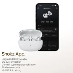 Shokz OpenDots 2 open-ear clip-on-høretelefoner, Grå