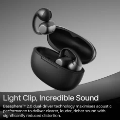 Shokz OpenDots 2 open-ear clip-on-høretelefoner, Sort
