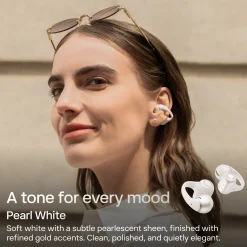 Shokz OpenDots 2 open-ear clip-on-høretelefoner, Hvid