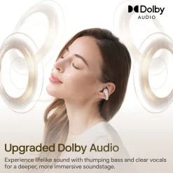 Shokz OpenDots 2 open-ear clip-on-høretelefoner, Hvid
