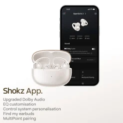 Shokz OpenDots 2 open-ear clip-on-høretelefoner, Hvid