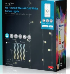 SmartLife LED Gardin lyskæde - Varm/Kold Hvid - 200 LED - 3 m