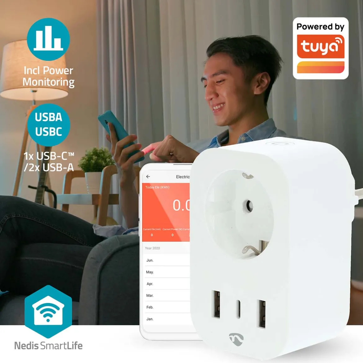 SmartLife Smart Plug med USB