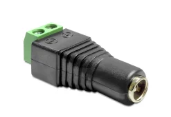 Terminalblok med DC-hunstik 5,5x2,5 mm.