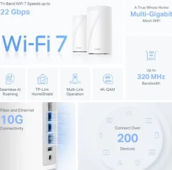 TP-link Deco BE85 Mesh System med Wifi 7 BE19000 2 stk.