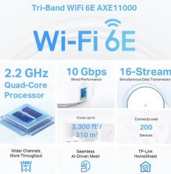 TP-link Deco XE200 Mesh System med Wifi 6E AXE11000 2 stk.