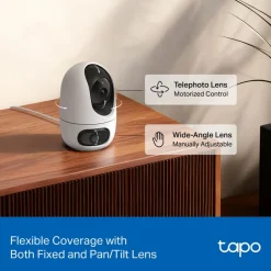 TP-Link Tapo C245D indendørskamera med dobbelt linse og AI-sporing
