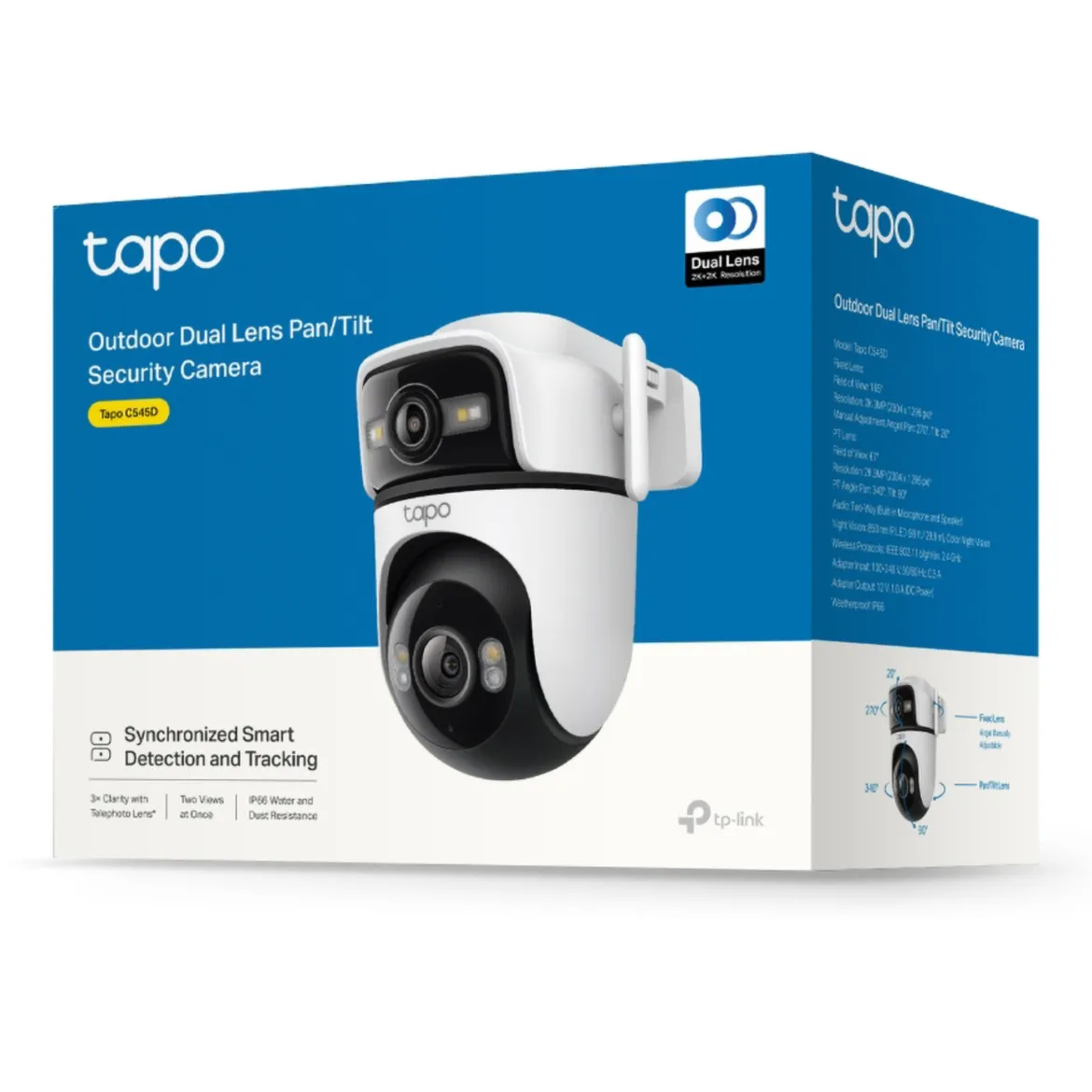 TP-link Tapo C545D Overvågningskamera med dobbelte linser - 2K, IP66, wifi