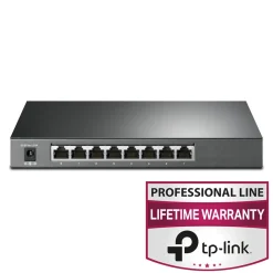 TP-link TL-SG2008P Administrerbar gigabit switch med 8 porte, heraf 4 PoE+ porte.