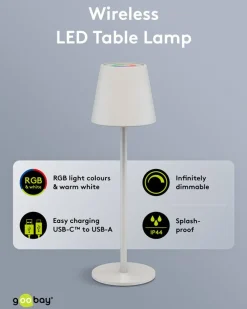 Trådløs LED-bordlampe – RGBW – hvid