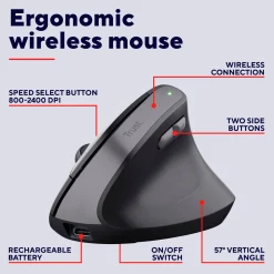 Trust Bayo II Ergonomisk trådløs mus