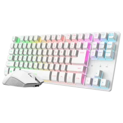 Trust GXT 882 trådløst gamingsæt med tastatur, mus og musemåtte, Hvid