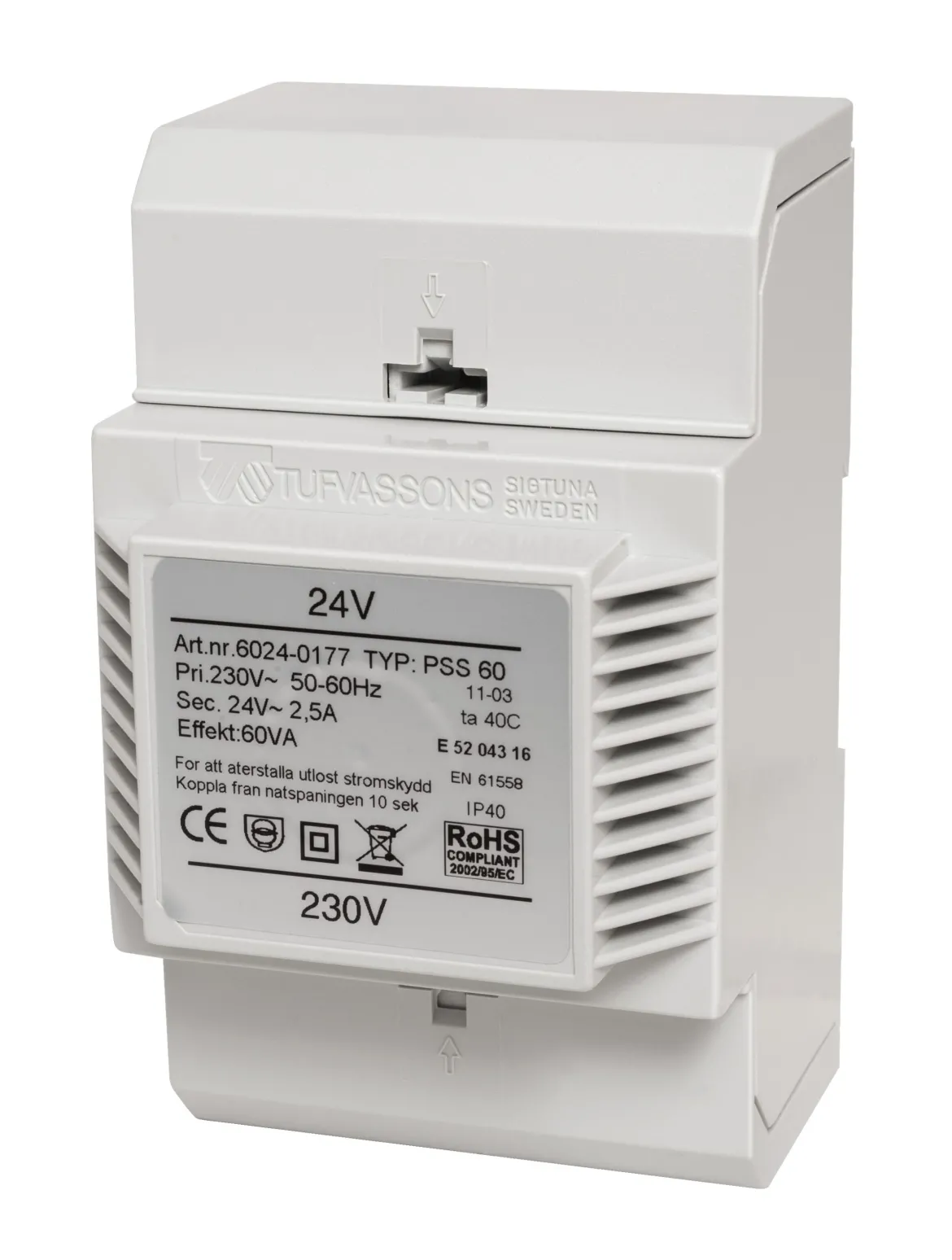Tufvassons Installations-transformator 24 V (AC) 60 W