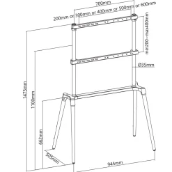 TV gulvstand med Bauhaus-design – 60–75" - 40 kg