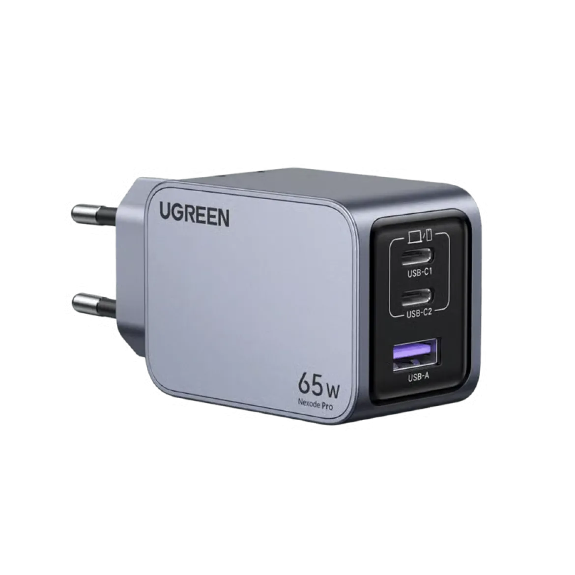 Ugreen Nexode Pro 65W GaN-hurtigoplader med 3 porte