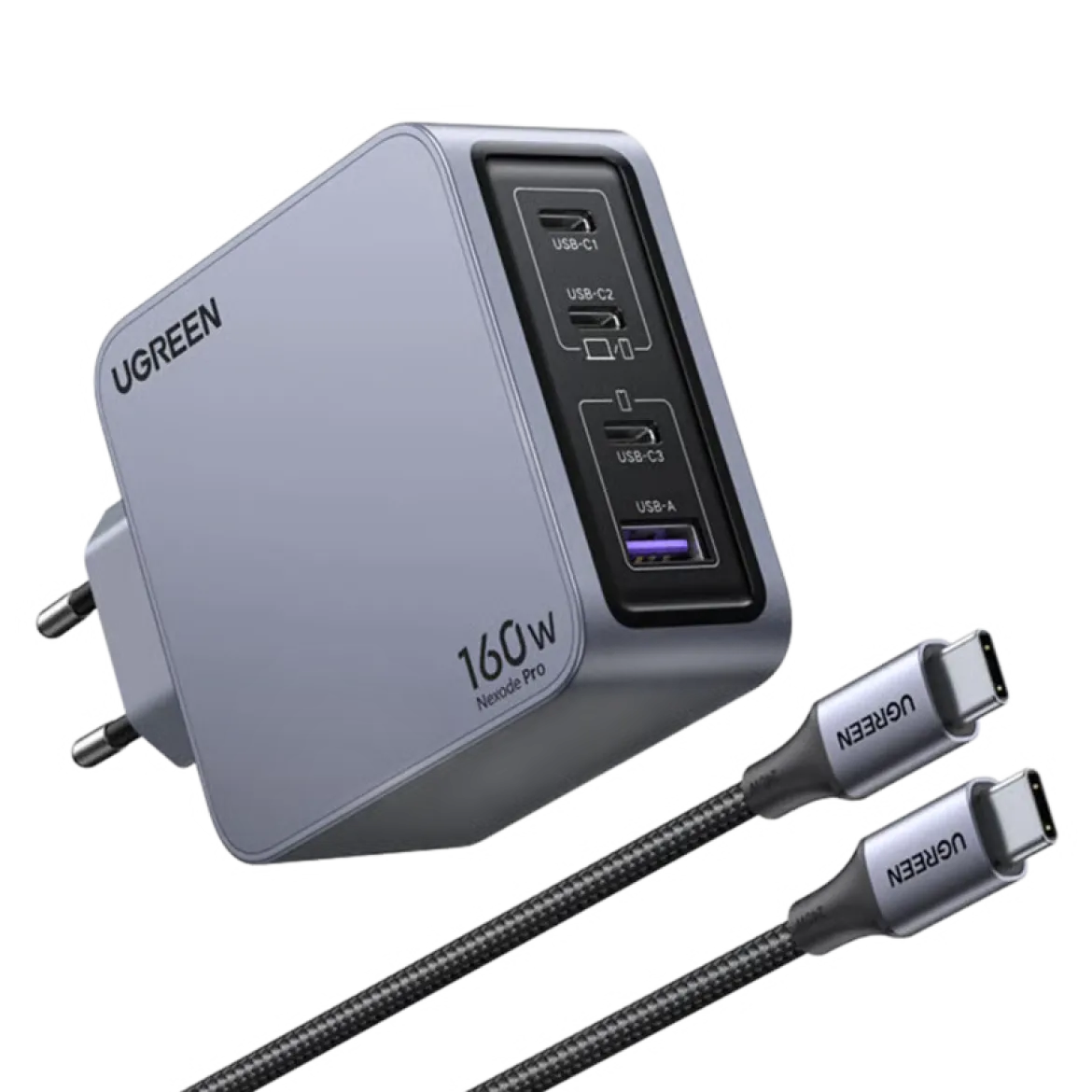 Ugreen Nexode Pro 160W GaN-oplader med 4 porte