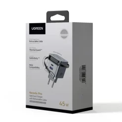 Ugreen Nexode 45W GaN-oplader med udtrækkeligt USB-C-kabel