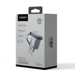 Ugreen Nexode 100W GaN-oplader med udtrækkeligt USB-C-kabel