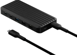 Unisynk 10-ports USB-C-hub med 140 W pass-through - Sort