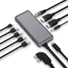 Unisynk 10-ports USB-C-hub til dobbelte skærme til Mac - Grå