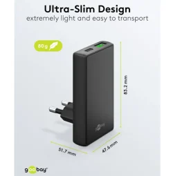 USB-A + USB-C multilader 45W - Sort