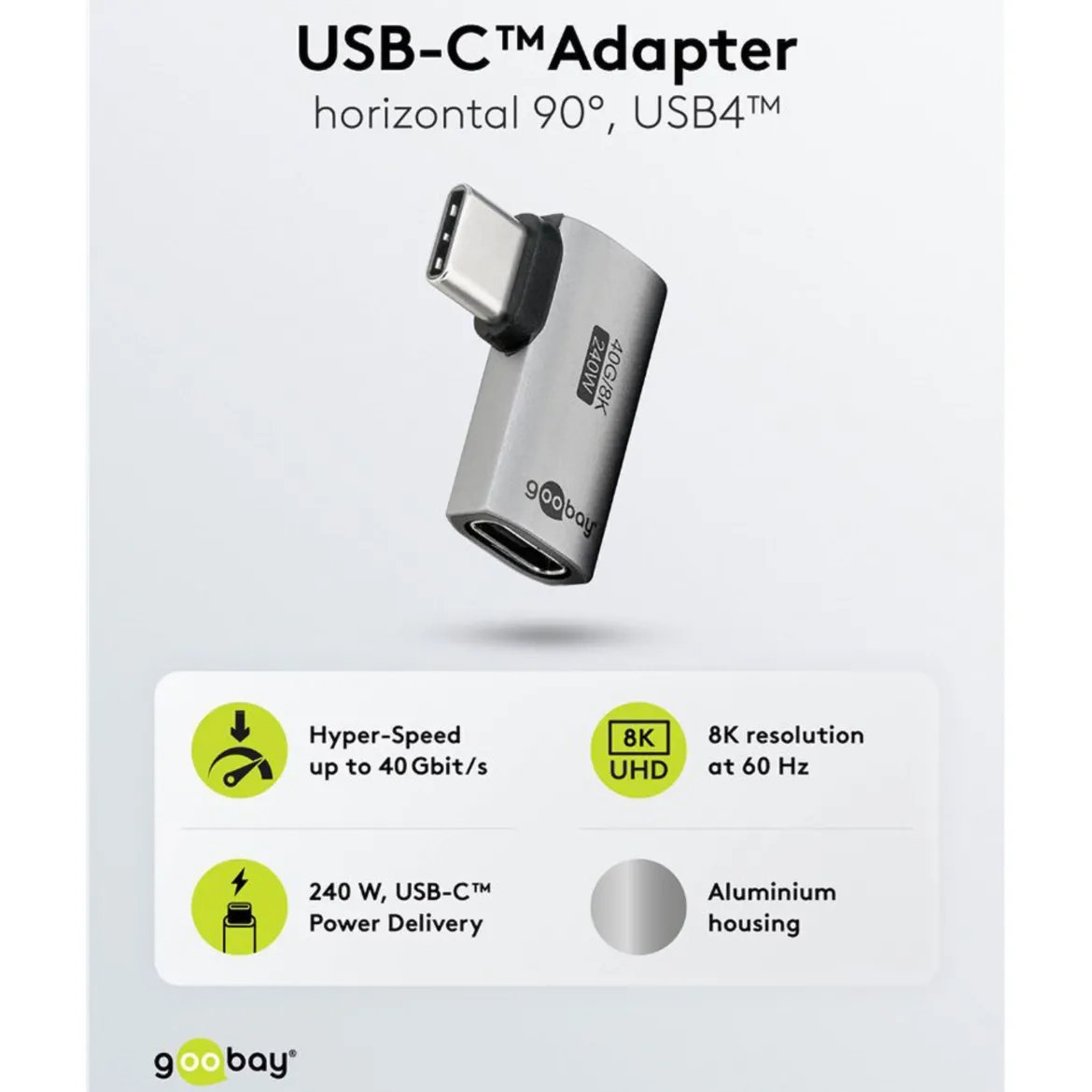USB-C-adapter med 90° horisontal vinkel - USB4