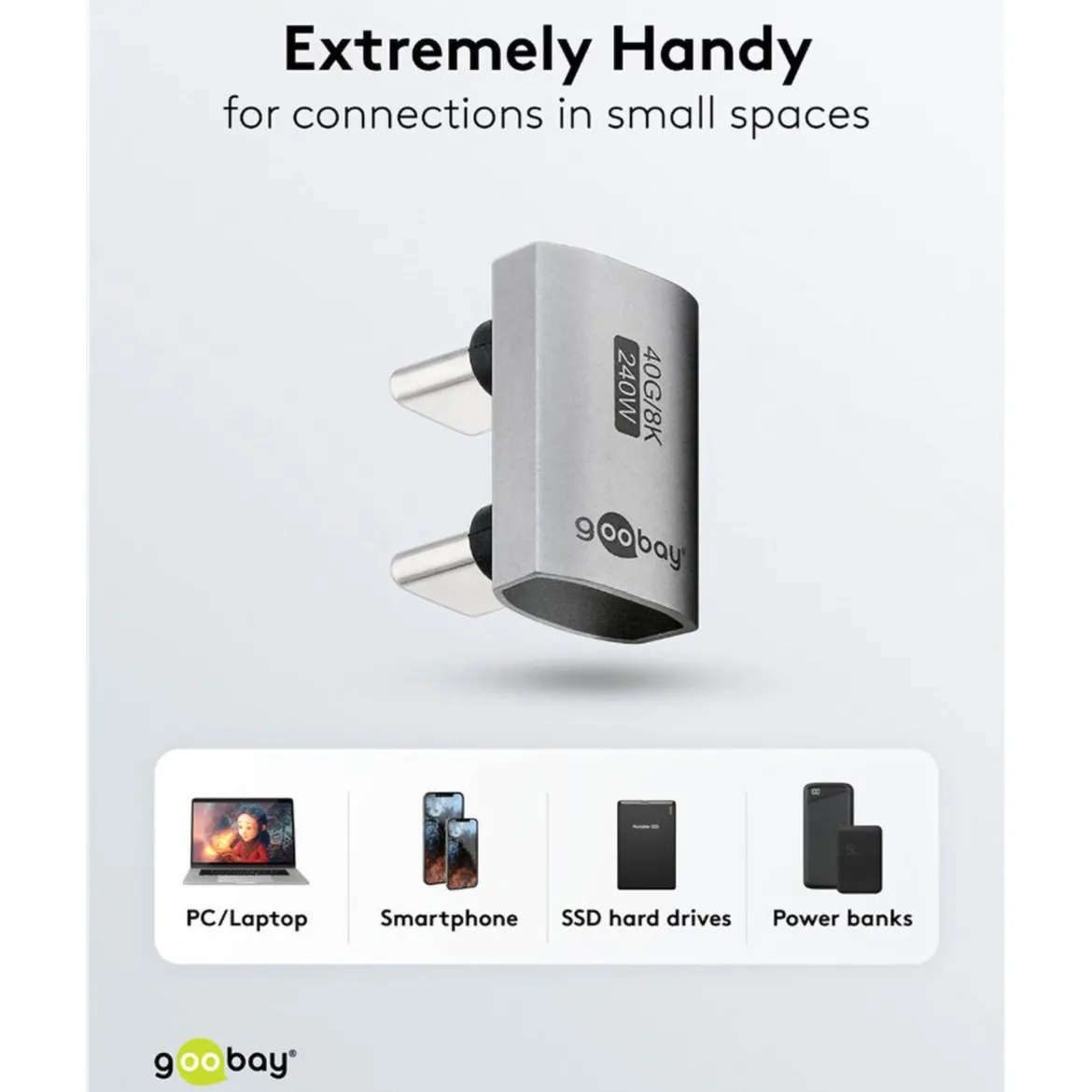 USB-C-adapter 180° U-formet med USB4