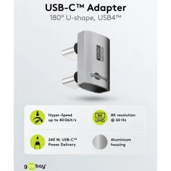 USB-C-adapter 180° U-formet med USB4