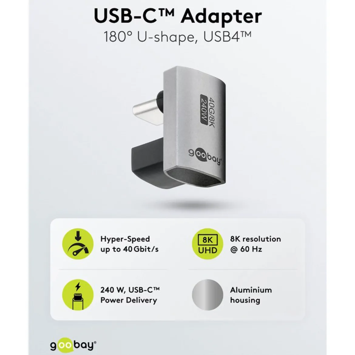 USB-C-adapter 180° U-formet med USB4-understøttelse