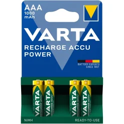 Varta Genopladelige AAA-batterier 1000 mAh 4-pakke