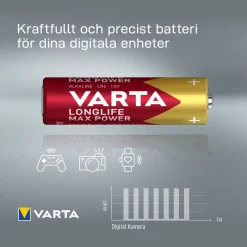 Varta Longlife Max Power AA-batterier 4-pakke