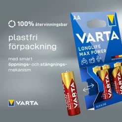 Varta Longlife Max Power AA-batterier 4-pakke