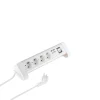 4-vejs bordstikdåse m. 2xUSB - Hvid