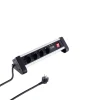 4-vejs bordstikdåse m. 2xUSB - Sort