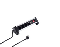 4-vejs bordstikdåse m. 2xUSB - Sort
