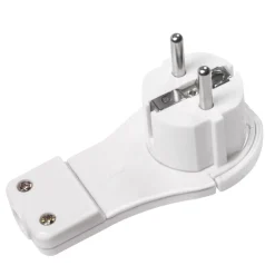 Vinklet flad stikprop til montering på kabel - Hvid