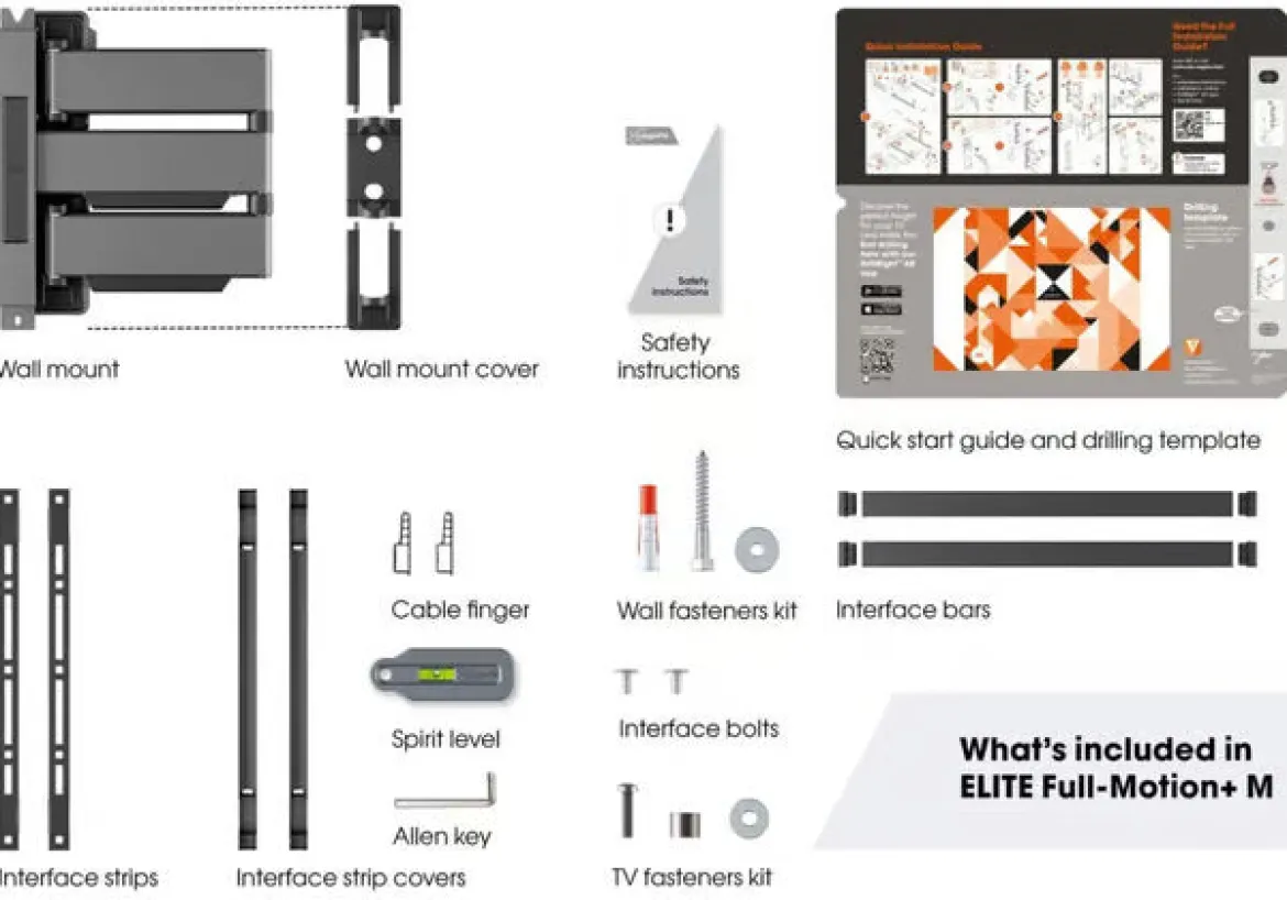 Vogel's ELITE Full-Motion+ ultratyndt vægbeslag til TV, 32-65", maks. 35 kg, Hvid