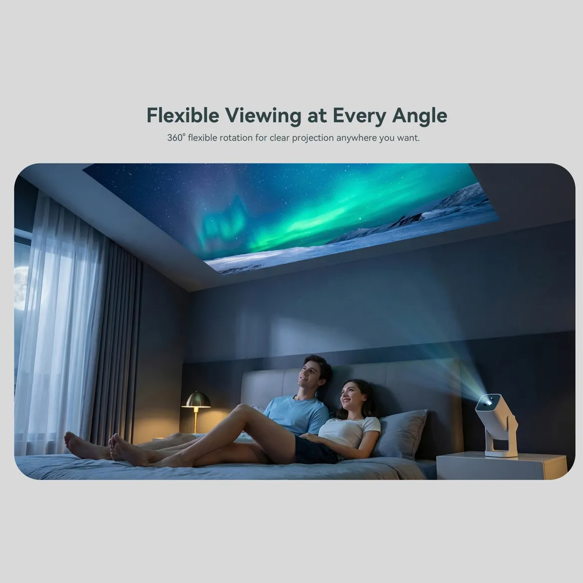 Wanbo bærbar projektor med Android TV og 360° gimbalstativ