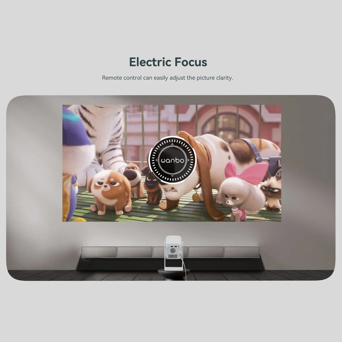 Wanbo bærbar projektor med Android TV og 360° gimbalstativ