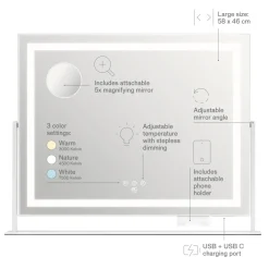Wilfa Sparkle Stockholm sminkespejl med LED, 58 cm