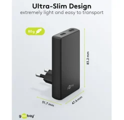 2xUSB-C multilader 45W - Sort